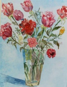 2003 Roses In Glass Vase