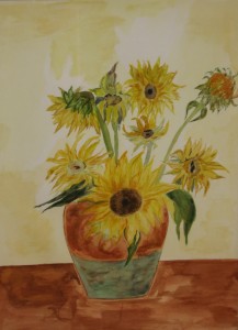 2005 Sunflowers In Clay Vase