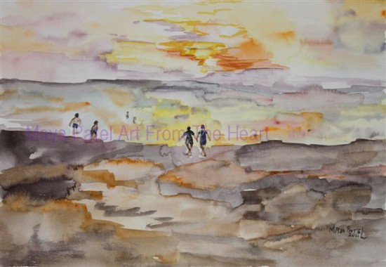 2011 Sunset Beach Walk Size 24cmsx34cms